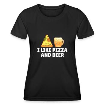 I like pizza and beer - Women's Functional T-Shirt - black - Front - AI Model Female 172 light (172cm)