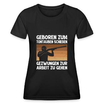 Geboren zum Tontaubenschießen - Frauen Funktions-T-Shirt - Schwarz - Vorne - AI Model Female 172 light (172cm)