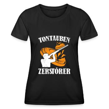 Tontauben Zerstörer Tontaubenschießen - Frauen Funktions-T-Shirt - Schwarz - Vorne - AI Model Female 172 light (172cm)