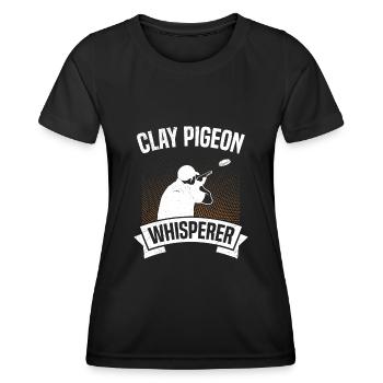 Chuchoteur de pigeon d’argile - T-shirt sport Femme - noir - Devant - AI Model Female 172 light (172cm)