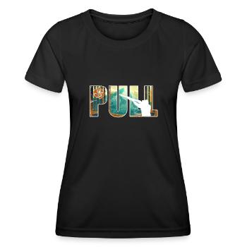 Pull Clay Pigeon Shooting Sports Shooter - Women's Functional T-Shirt - black - Front - AI Model Female 172 light (172cm)