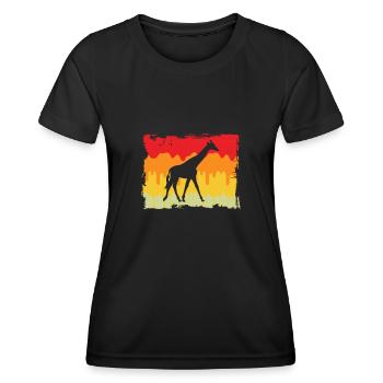 Giraffe Retro - Frauen Funktions-T-Shirt - Schwarz - Vorne - AI Model Female 172 light (172cm)