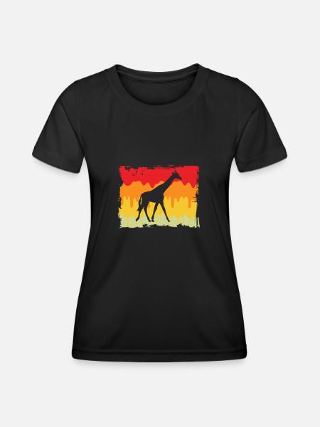 Giraffe Retro - Frauen Funktions-T-Shirt - Schwarz