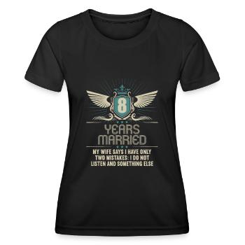 8 Jahre verheiratet nur 2 Fehler 8.Hochzeitstag - Frauen Funktions-T-Shirt - Schwarz - Vorne - AI Model Female 172 light (172cm)