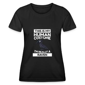 Oiseaux C’est mon costume humain Je suis vraiment un corbeau - T-shirt sport Femme - noir - Devant - AI Model Female 172 light (172cm)