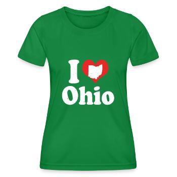 America Citizen US State Love I Heart Ohio - Women's Functional T-Shirt - kelly green - Front - AI Model Female 172 dark (172cm)