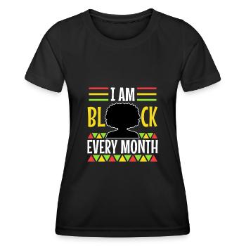 Je suis l’histoire des Noirs et fier de ma culture - T-shirt sport Femme - noir - Devant - AI Model Female 172 light (172cm)