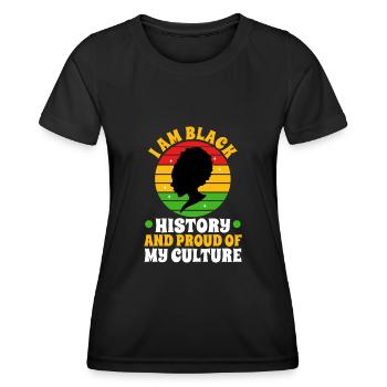 Je suis l’histoire des Noirs et fier de ma culture - T-shirt sport Femme - noir - Devant - AI Model Female 172 light (172cm)