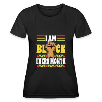 Je suis l’histoire des Noirs et fier de ma culture - T-shirt sport Femme - noir - Devant - AI Model Female 172 light (172cm)