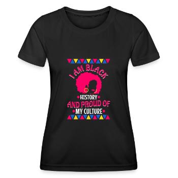 Je suis l’histoire des Noirs et fier de ma culture - T-shirt sport Femme - noir - Devant - AI Model Female 172 light (172cm)