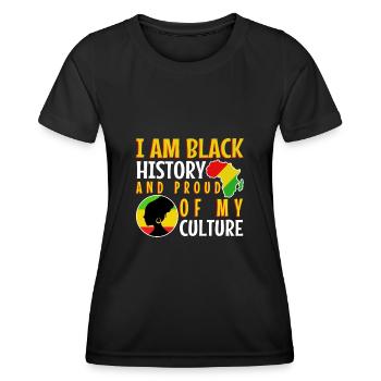 Je suis l’histoire des Noirs et fier de ma culture - T-shirt sport Femme - noir - Devant - AI Model Female 172 light (172cm)