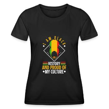 Je suis l’histoire des Noirs et fier de ma culture - T-shirt sport Femme - noir - Devant - AI Model Female 172 light (172cm)