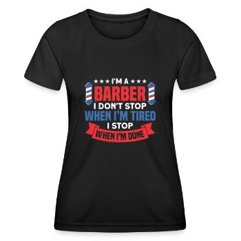 Barbier Coiffeur Salon Coiffeur - T-shirt sport Femme - noir - Devant - AI Model Female 172 light (172cm)