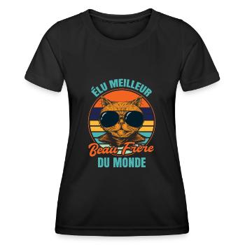 Élu meilleur beau frère propriétaire chats - T-shirt sport Femme - noir - Devant - AI Model Female 172 light (172cm)