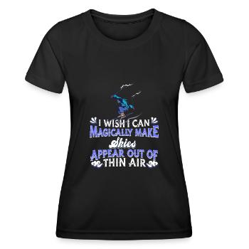Ski Skiing Skis - Women's Functional T-Shirt - black - Front - AI Model Female 172 light (172cm)