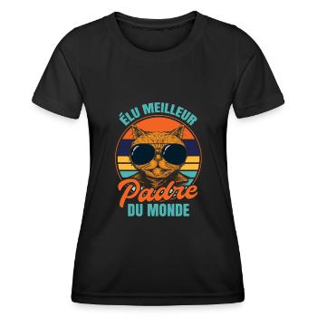 Élu meilleur padre propriétaire chats - T-shirt sport Femme - noir - Devant - AI Model Female 172 light (172cm)