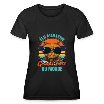 Élu meilleur grand père propriétaire chats - T-shirt sport Femme - noir - Devant - AI Model Female 172 light (172cm)