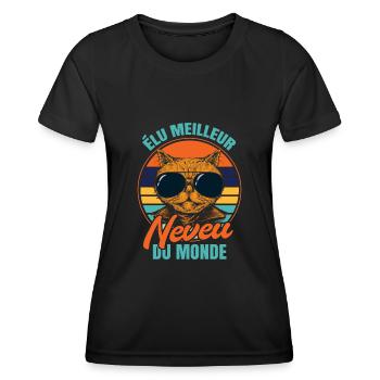 Élu meilleur neveu propriétaire chats - T-shirt sport Femme - noir - Devant - AI Model Female 172 light (172cm)