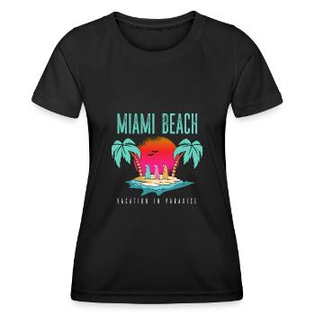 Miami Vacation - Florida Palm Sea - Women's Functional T-Shirt - black - Front - AI Model Female 172 light (172cm)