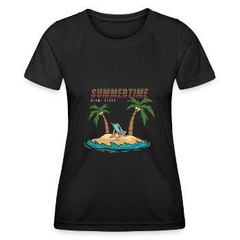 Vacances d’été à Miami Beach - T-shirt sport Femme - noir - Devant - AI Model Female 172 light (172cm)