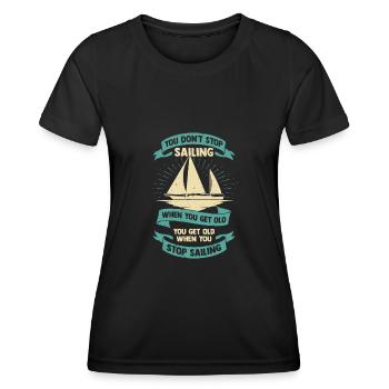 Segler Alter Mann Segelschiff Segeln Opa Geschenk - Frauen Funktions-T-Shirt - Schwarz - Vorne - AI Model Female 172 light (172cm)