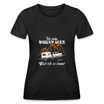Lustig Wohnwagen Camper Camping - Frauen Funktions-T-Shirt - Schwarz - Vorne - AI Model Female 172 light (172cm)