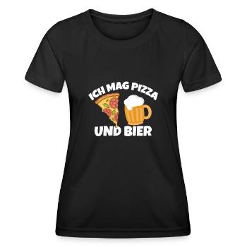 Ich mag Pizza und Bier - Frauen Funktions-T-Shirt - Schwarz - Vorne - AI Model Female 172 light (172cm)