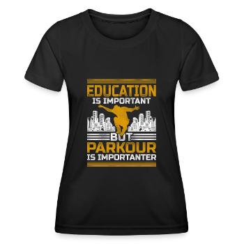 Parkour Free Running Traceur - T-shirt sport Femme - noir - Devant - AI Model Female 172 light (172cm)
