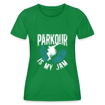 Parkour Free Running Traceur - Women's Functional T-Shirt - kelly green - Front - AI Model Female 172 dark (172cm)