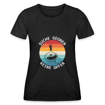 Eisstock Suche Gegner Keine Opfer Stockschützen - Frauen Funktions-T-Shirt - Schwarz - Vorne - AI Model Female 172 light (172cm)