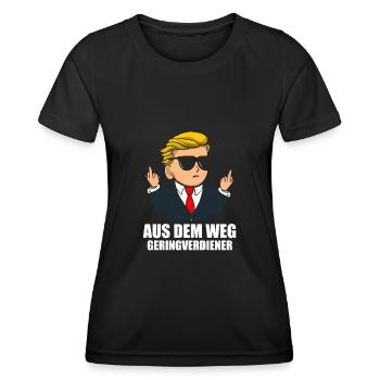 Out of the way Low-income wealthy millionaire - Women's Functional T-Shirt - black - Front - AI Model Female 172 light (172cm)