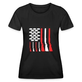 USA Clay Pigeon Shooting - T-shirt sport Femme - noir - Devant - AI Model Female 172 light (172cm)