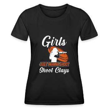 Women's Clay Pigeon Shooting - Women's Functional T-Shirt - black - Front - AI Model Female 172 light (172cm)
