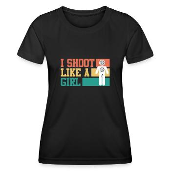 Je photographie comme une fille Women’s Sports Shooting - T-shirt sport Femme - noir - Devant - AI Model Female 172 light (172cm)