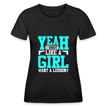 Girl Shooting Damen Tontaubenschießen - Frauen Funktions-T-Shirt - Schwarz - Vorne - AI Model Female 172 light (172cm)