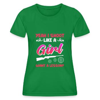 Tirez comme une fille tireur sportif féminin - T-shirt sport Femme - vert - Devant - AI Model Female 172 dark (172cm)