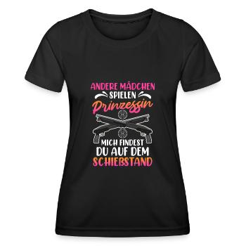 Mich findest du auf dem Schießstand Damen - Frauen Funktions-T-Shirt - Schwarz - Vorne - AI Model Female 172 light (172cm)