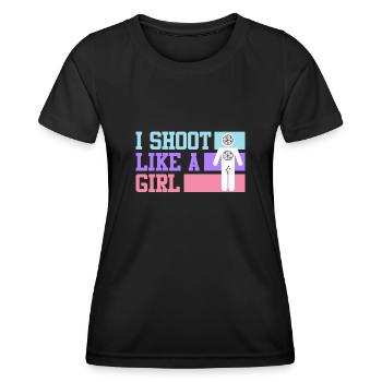 I shoot like a Girl Women's Sports Shooting - Women's Functional T-Shirt - black - Front - AI Model Female 172 light (172cm)