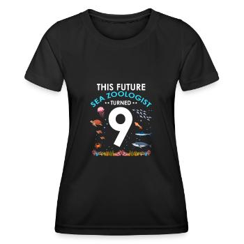 Future zooologist Birthday 9 Nine years - Women's Functional T-Shirt - black - Front - AI Model Female 172 light (172cm)