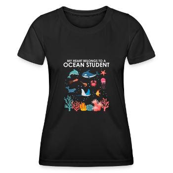 Le cœur appartient à un biologiste marin - T-shirt sport Femme - noir - Devant - AI Model Female 172 light (172cm)