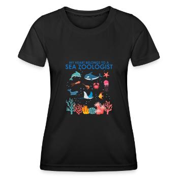 Heart belongs to marine zoologist Marine Biology Sea - Women's Functional T-Shirt - black - Front - AI Model Female 172 light (172cm)