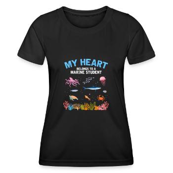 Le cœur appartient au scientifique marin Biologiste marin - T-shirt sport Femme - noir - Devant - AI Model Female 172 light (172cm)