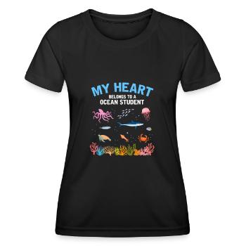 Le cœur appartient à un biologiste marin - T-shirt sport Femme - noir - Devant - AI Model Female 172 light (172cm)