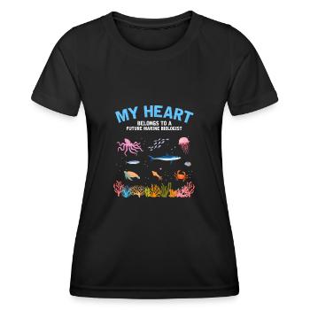 Heart belongs to marine biologist Marine biology sea - Women's Functional T-Shirt - black - Front - AI Model Female 172 light (172cm)