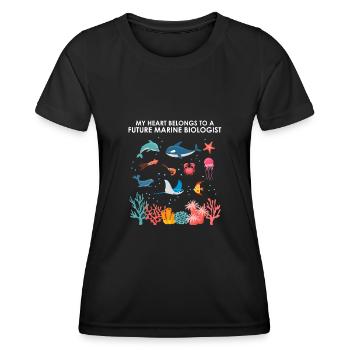 Heart belongs to marine biologist Marine biology sea - Women's Functional T-Shirt - black - Front - AI Model Female 172 light (172cm)