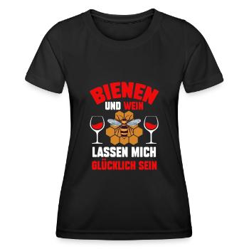 Wein Imker Biene Bienen - Frauen Funktions-T-Shirt - Schwarz - Vorne - AI Model Female 172 light (172cm)