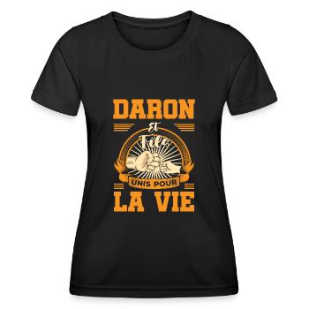 daron fils unis pour la vie lien papa poule garçon - T-shirt sport Femme - noir - Devant - AI Model Female 172 light (172cm)