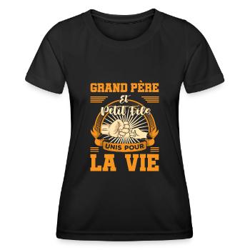 Cadeau grand père et petit fils unis pour la vie - T-shirt sport Femme - noir - Devant - AI Model Female 172 light (172cm)