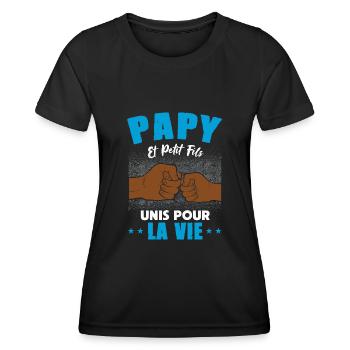 papy petit fils unis pour la vie check humour - T-shirt sport Femme - noir - Devant - AI Model Female 172 light (172cm)