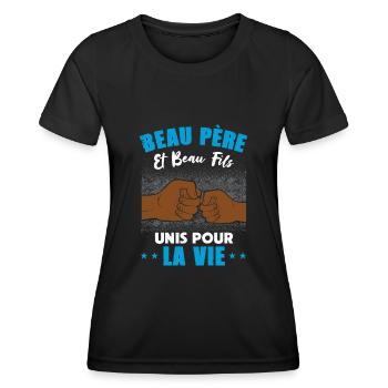 Cadeau beau père beau fils unis pour la vie check - T-shirt sport Femme - noir - Devant - AI Model Female 172 light (172cm)
